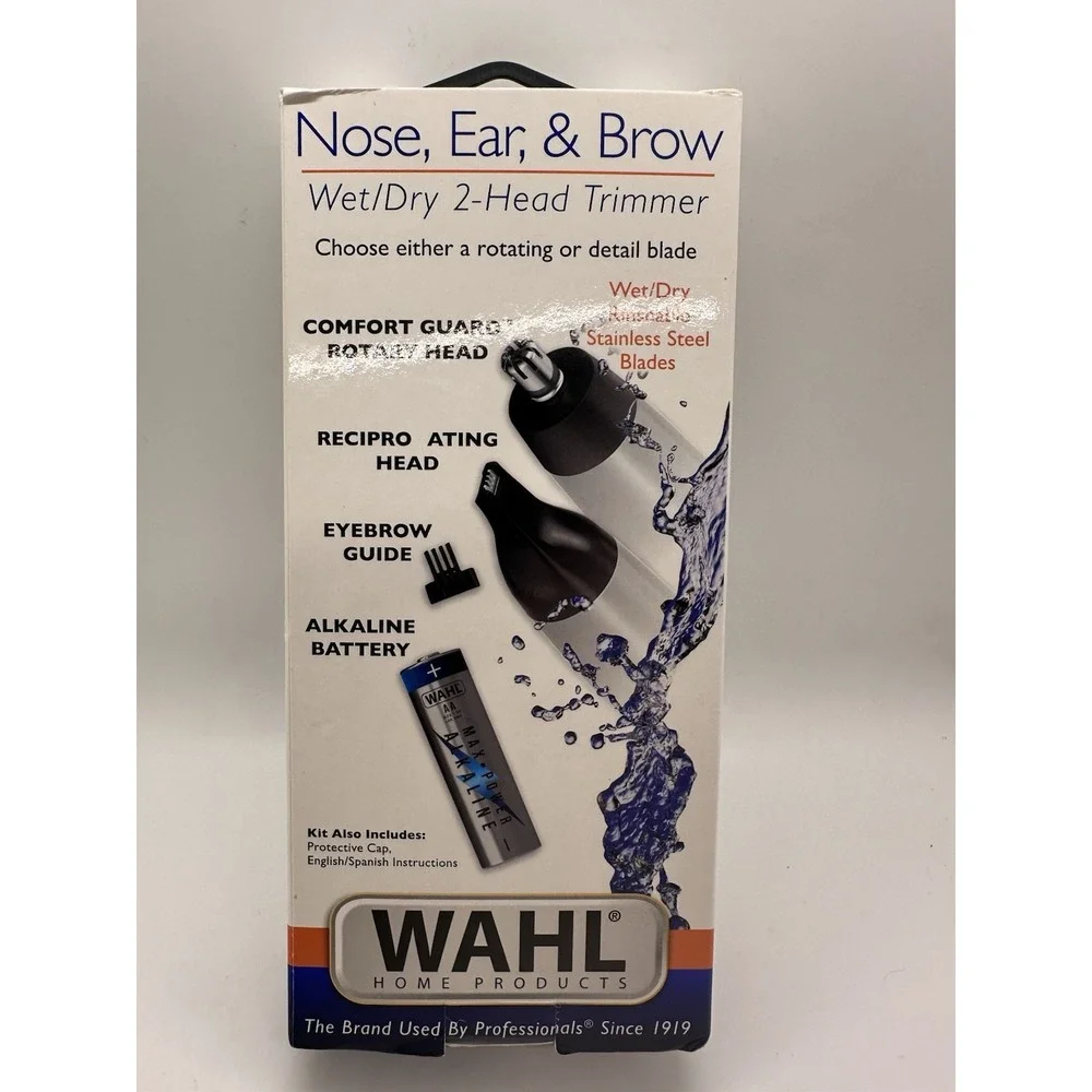 WAHL Nose Ear Eyebrow Neckline Wet/Dry BATTERY Precision 2-HEAD‎ Rotary TRIMMER